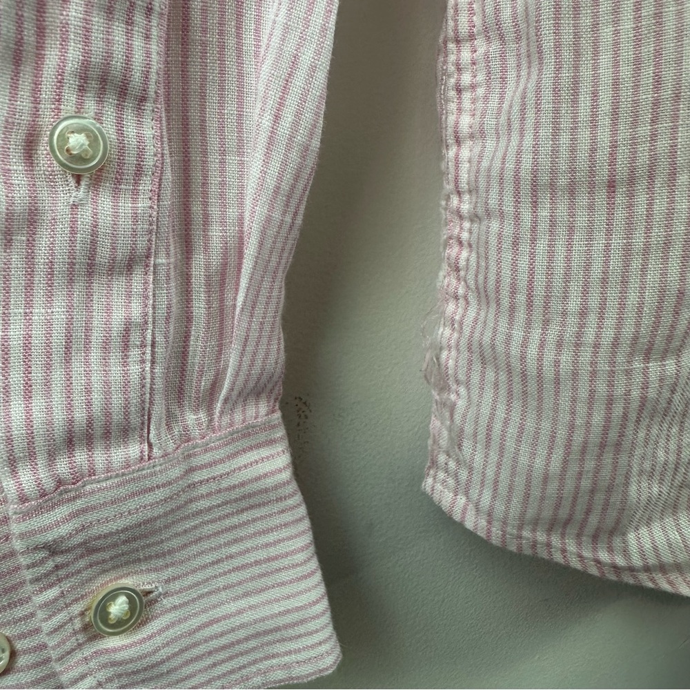 J.McLaughlin Pink Stripe Linen Shirt Size XL 100% Linen - Picture 4 of 6